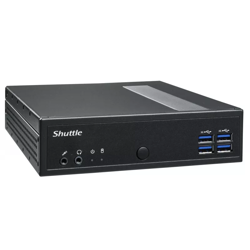 Shuttle XPC slanke barebone DL40N, Intel N150, 1x DDR5, 2x LAN (2x 2,5Gbit), 2xCOM,1xHDMI,1xDP, 1x VGA, ventilatorloos, 24/7 continu gebruik