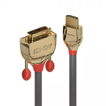 Lindy 10m HDMI naar DVI-D kabel, Gold Line, 10 m, HDMI type A (standaard), DVI-D, stekker, stekker, goud