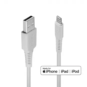 Lindy 3m USB naar Lightning kabel, wit, 3 m, USB A, stekker, stekker, wit, recht