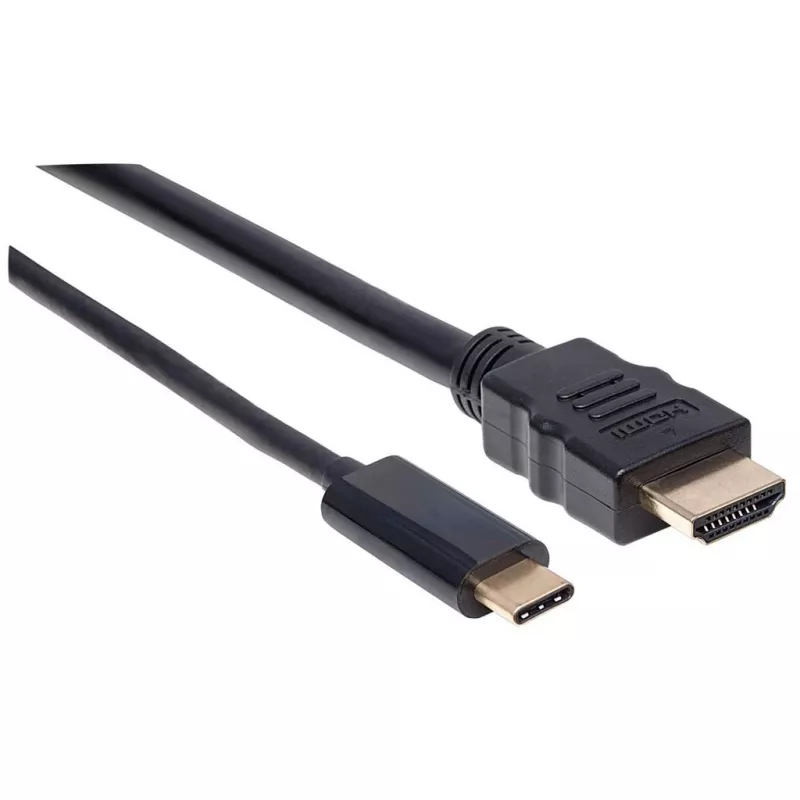 Manhattan USB-C naar HDMI-kabel, 4K@30Hz, 2 m, zwart, stekker naar stekker, drie jaar garantie
