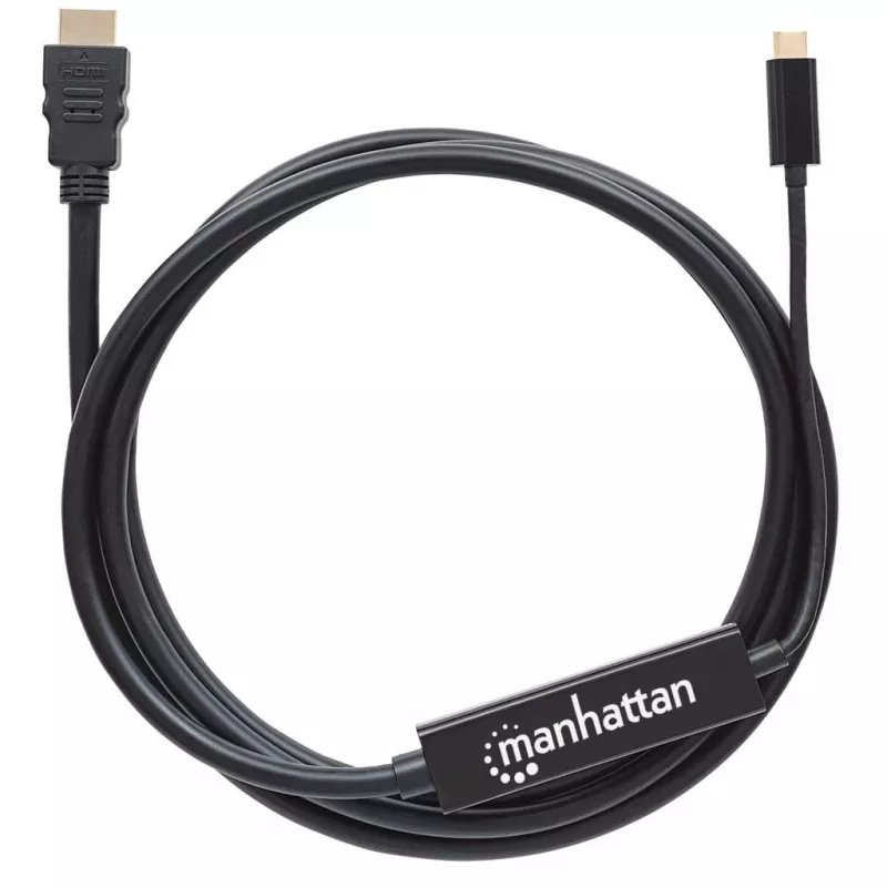 Manhattan USB-C naar HDMI-kabel, 4K@30Hz, 2 m, zwart, stekker naar stekker, drie jaar garantie
