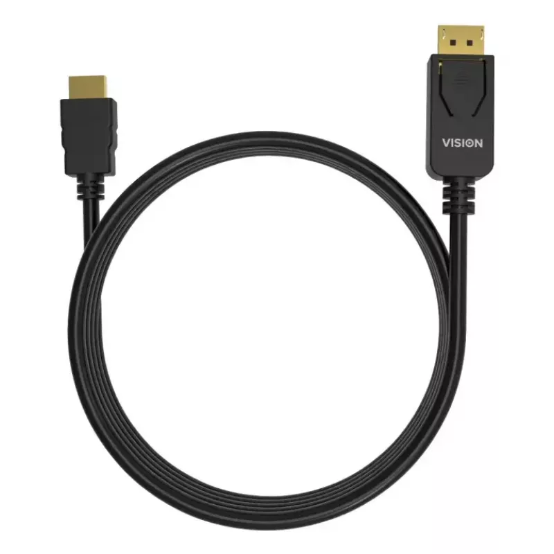 Videokabel-adapter VISION TC 2MDPHDMI8K/BL — 2 m DisplayPort naar HDMI, 6 mm, zwart