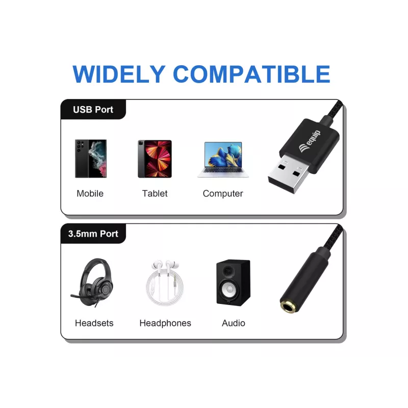 Equip 147945 audiokabel 0,15 m 3,5 mm USB Type-A zwart