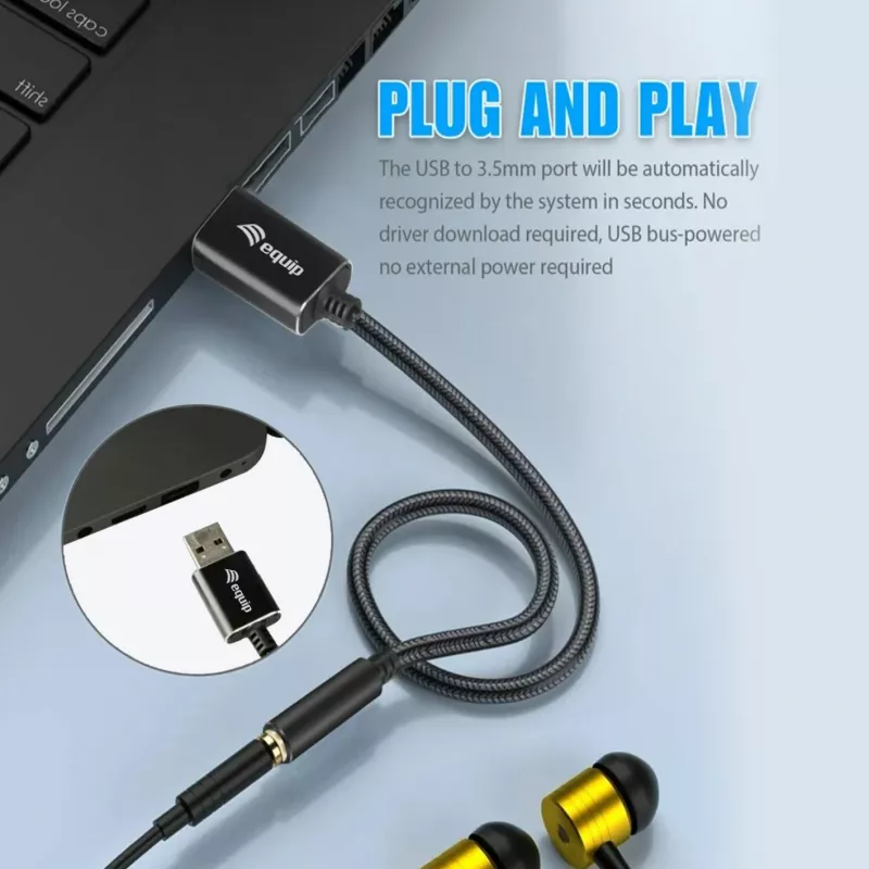 Equip 147945 audiokabel 0,15 m 3,5 mm USB Type-A zwart