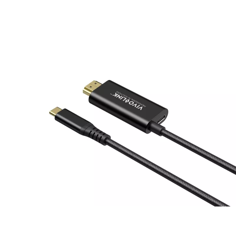 VivoLink USB-C-naar-HDMI-kabel met 100 W stroomvoorziening, model PROUSBCHDMIMM2-CHARGE
