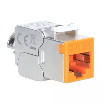 Intellinet Cat6a 10G afgeschermde gereedschapsloze slanke Keystone Jack, oranje