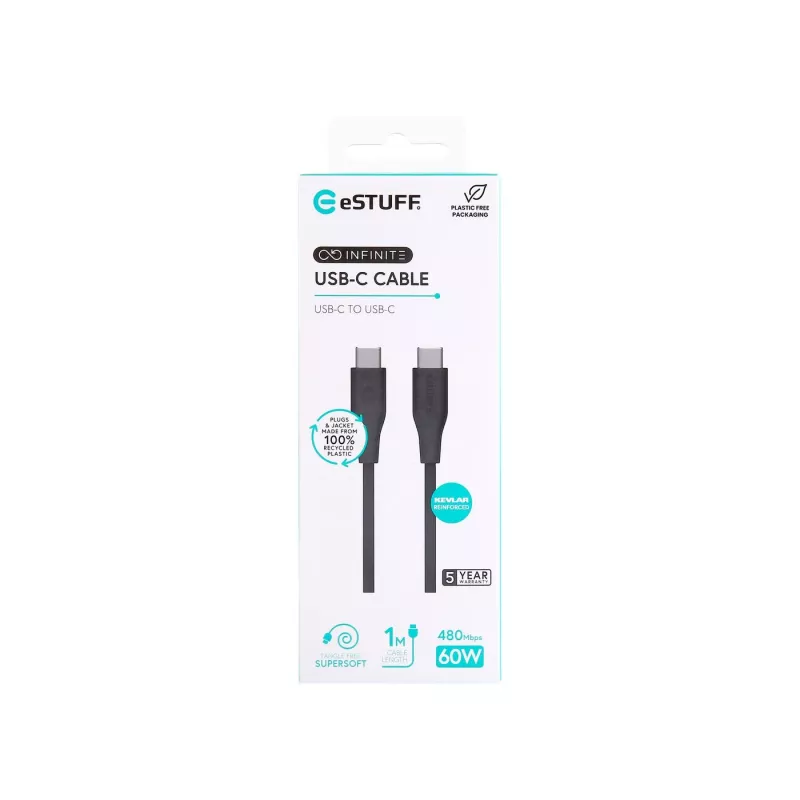 eSTUFF ES604180 USB-kabel USB 2.0 1 m USB-C zwart