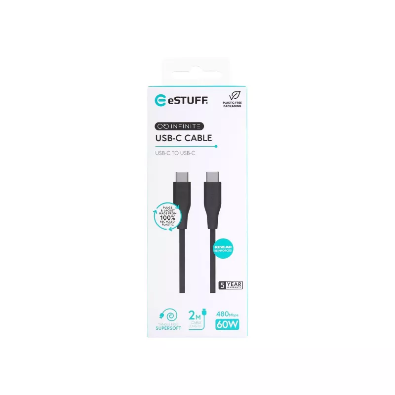 eSTUFF ES604280 USB-kabel USB 2.0 2 m USB-C zwart