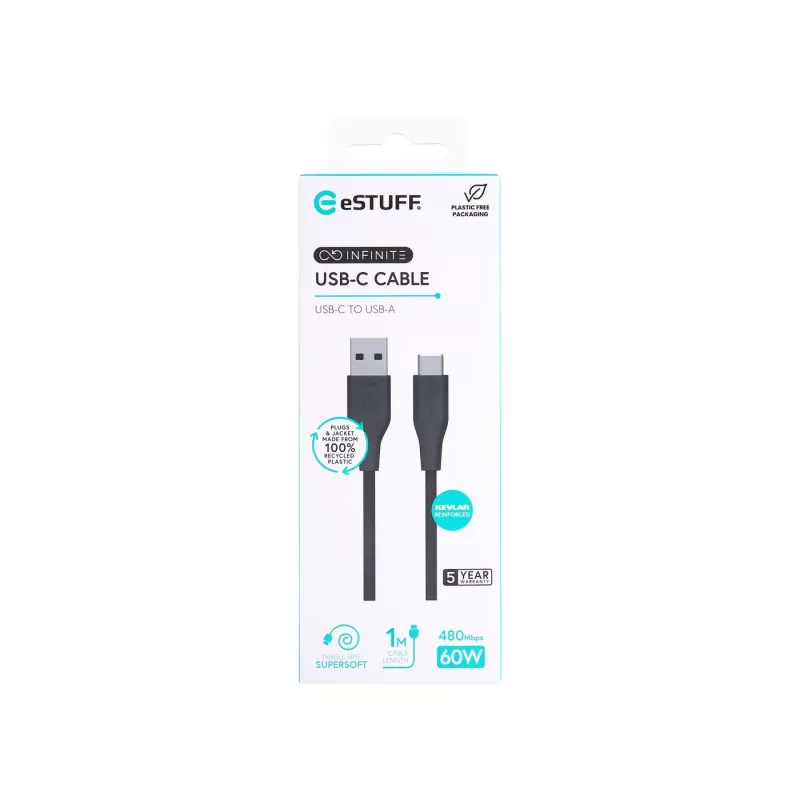 eSTUFF ES605180 USB-kabel USB 2.0 1 m USB-C USB-A zwart