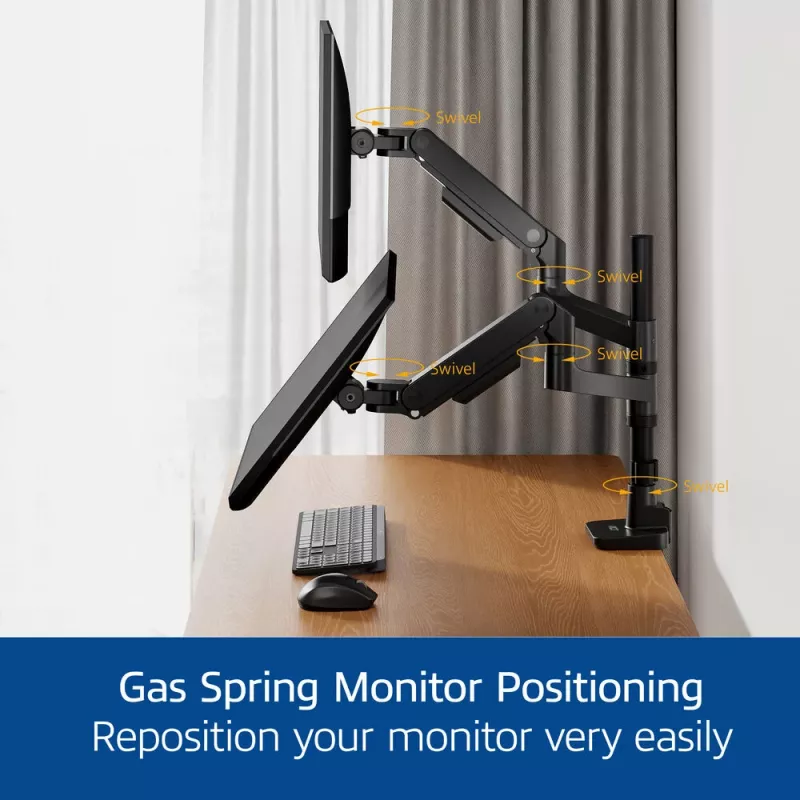 ACT monitorarm 49 inch Office Premium, gasveer, mastmontage, 2 monitoren