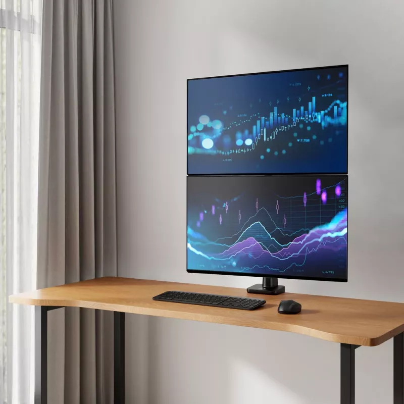 ACT monitorarm 49 inch Office Premium, gasveer, mastmontage, 2 monitoren