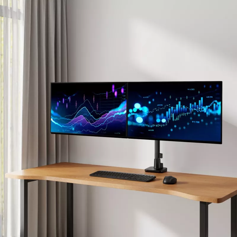 ACT monitorarm 49 inch Office Premium, gasveer, mastmontage, 2 monitoren