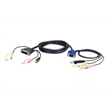 ATEN VGA USB naar DVI 3m KVM-kabel zwart, blauw, groen, roze