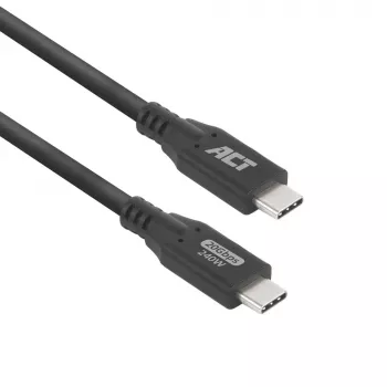 ACT USB4 20Gbps 240W USB Type-C-kabel, 2 meter, 2 m, USB C, USB C, USB4 Gen 2x2, 20 Gbit/s, zwart