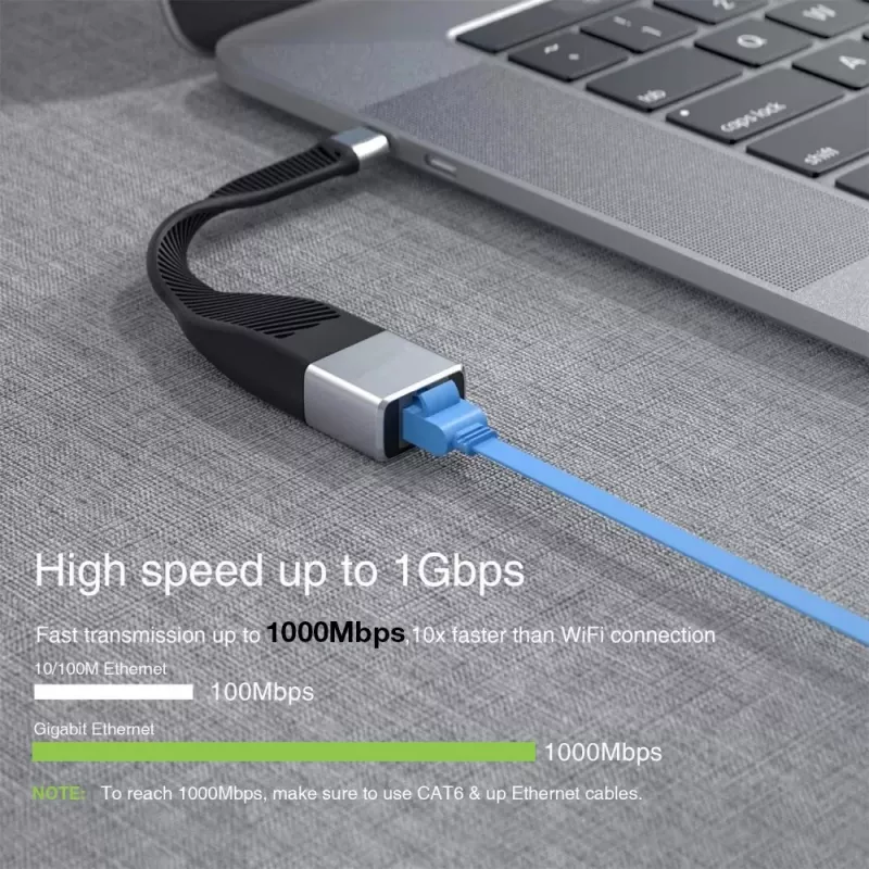 Techly ICOC USBC-RJ45 netwerkkabel zwart 0,144 m