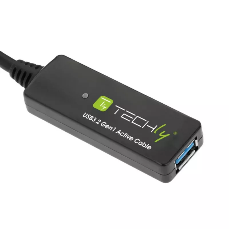 Techly ICUR30200G USB-kabel USB 3.2 Gen 1 (3.1 Gen 1) 20 m USB A zwart