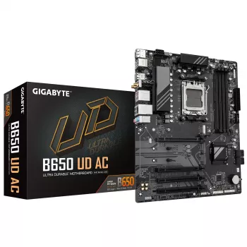 GIGABYTE B650 UD AC moederbord - AMD Ryzen 9000 serie CPU's, 6+2+2 fasen VRM, tot 8000MHz DDR5 (OC), 1xPCIe 5.0 + 2xPCIe 4.0 M.2, GbE LAN, WIFI 5, USB 3.2 Gen 2