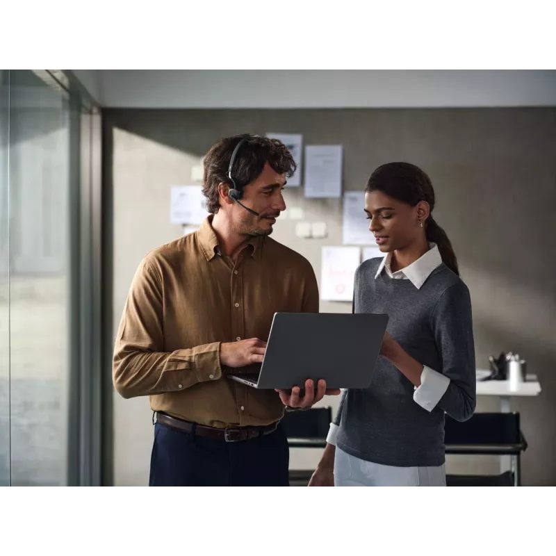 SHOKZ OpenMeet UC draadloze Bluetooth-botgeleidings-videoconferentie-headset met USB-C-adapter