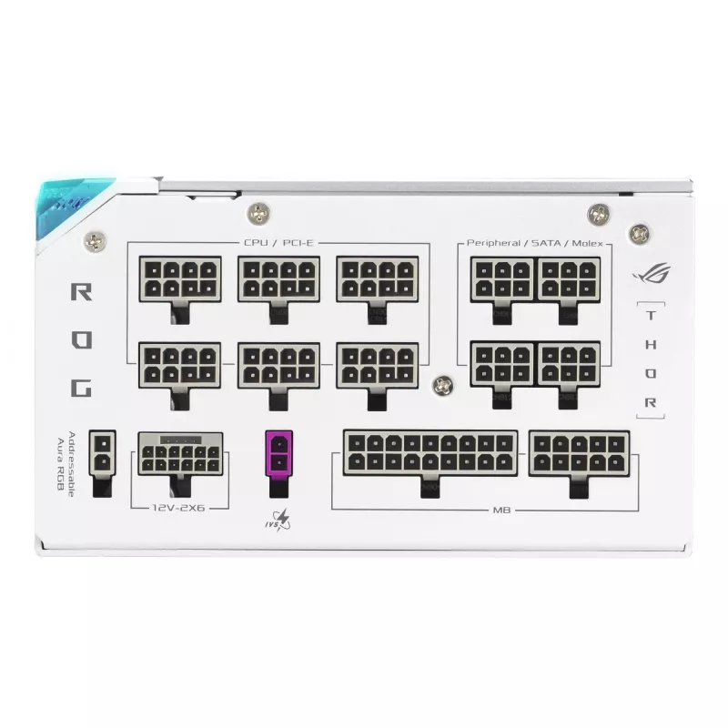 Voeding ASUS ROG THOR-1200P3-WHITE-GAMING 1200 W ATX 20+4-pin, 80 PLUS Platinum, wit