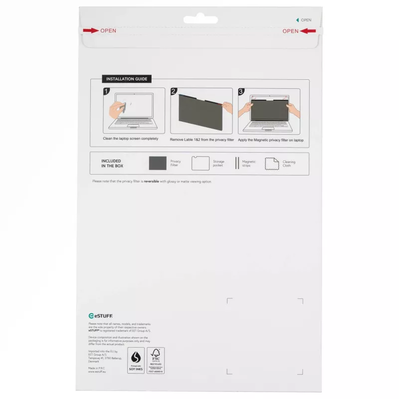 Randloze kijkbeschermingsfolie eSTUFF GLBM15351204 39,6 cm 15,6 inch