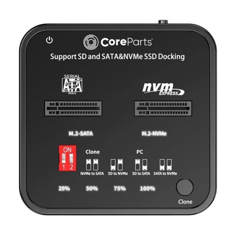 Media Duplicator CoreParts MS-CLONER-M2-SD zwart USB Type-C M.2