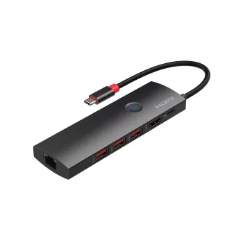 MicroConnect USB3.2CCOM20 USB-C naar HDMI mini-dock, 4K 60Hz, RJ45, 3x USB-A