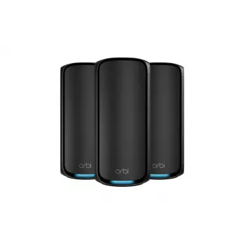 NETGEAR Orbi 970 Series quad-band WiFi 7, 3-pack quad-band (2.4 GHz / 5 GHz-1 / 5 GHz-2 / 6 GHz) Wi-Fi 6 (802.11ax) zwart intern
