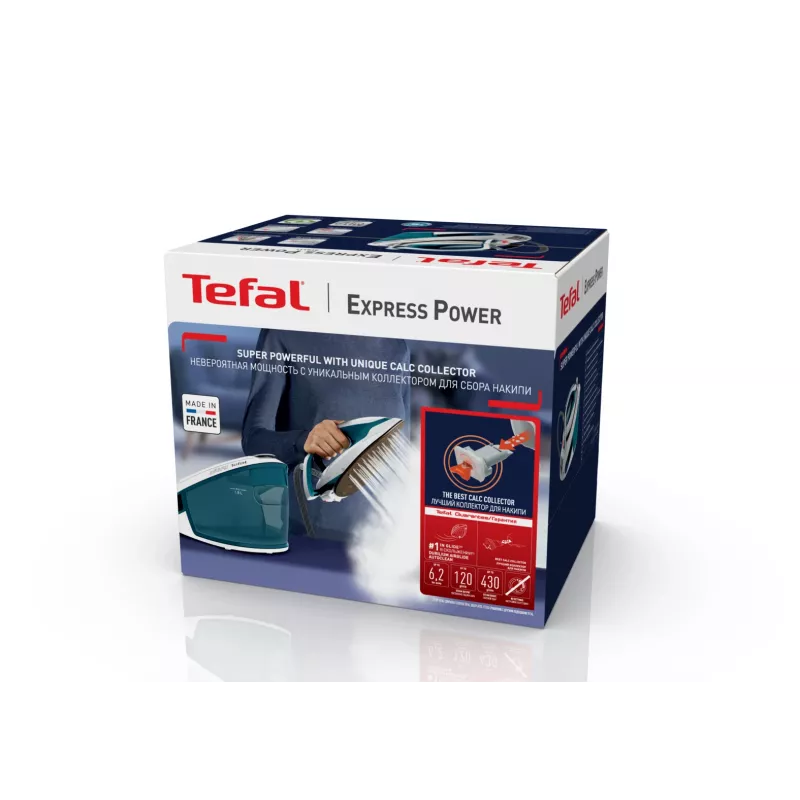 Tefal Express Power SV8111 1,8 l Durilium AirGlide Autoclean-strijkzool blauw, wit