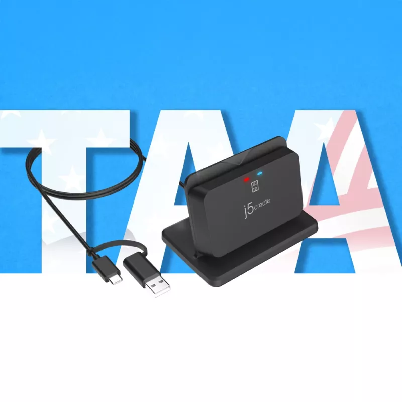 j5create JUR261 USB™ Smart Card / CAC Reader-standaard, USB Type-A/USB Type-C, zwart, 95 g