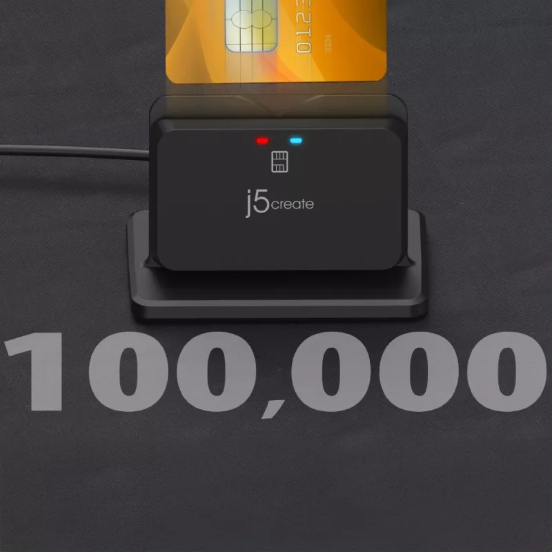 j5create JUR261 USB™ Smart Card / CAC Reader-standaard, USB Type-A/USB Type-C, zwart, 95 g