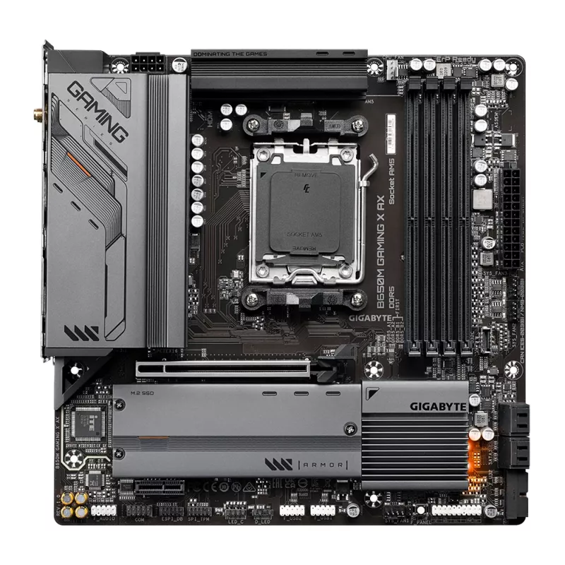 Moederbord GIGABYTE B650M GAMING X AX — AMD B650, Socket AM5, Micro ATX, DDR5, 4 DIMM, 2x M.2, Wi‑Fi 6E, 2.5GbE
