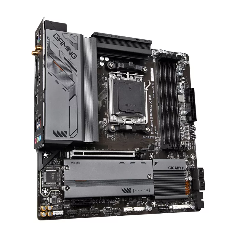 Moederbord GIGABYTE B650M GAMING X AX — AMD B650, Socket AM5, Micro ATX, DDR5, 4 DIMM, 2x M.2, Wi‑Fi 6E, 2.5GbE