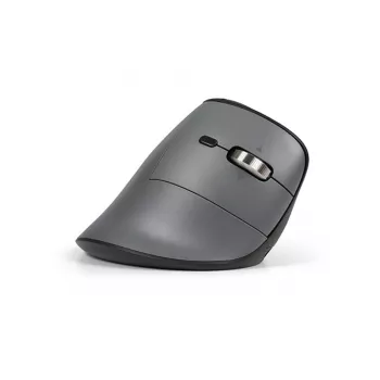 BakkerElkhuizen FastForward Pro muis, rechtshandig, verticaal ontwerp, optisch, RF draadloos + Bluetooth + USB Type-C, 5000 DPI, zwart, grijs