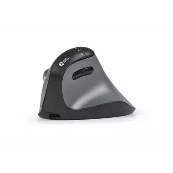 BakkerElkhuizen FastForward Pro muis, rechtshandig, verticaal ontwerp, optisch, RF draadloos + Bluetooth + USB Type-C, 5000 DPI, zwart, grijs