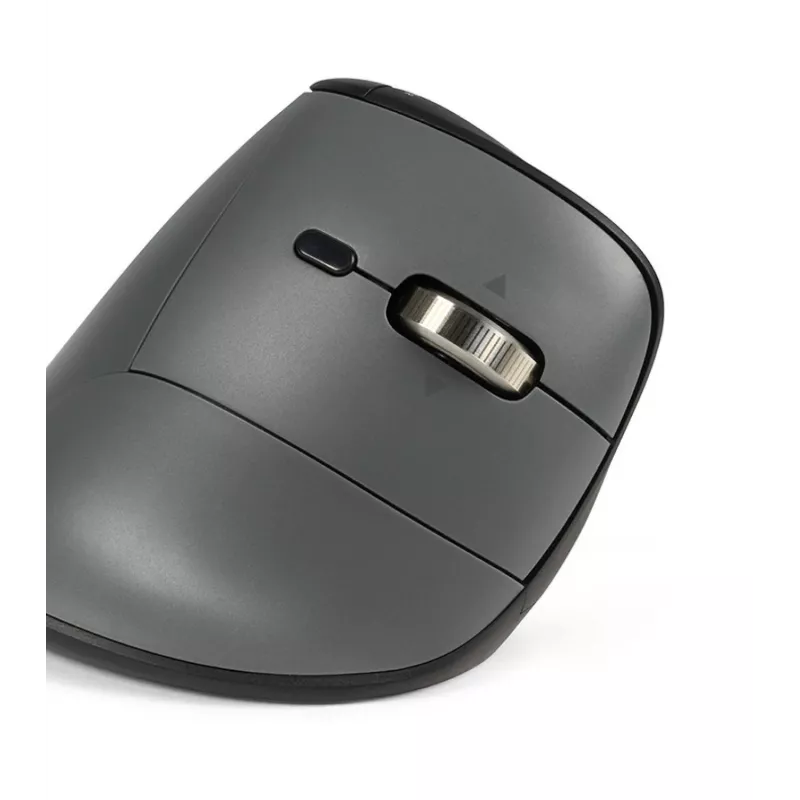 BakkerElkhuizen FastForward Pro muis, rechtshandig, verticaal ontwerp, optisch, RF draadloos + Bluetooth + USB Type-C, 5000 DPI, zwart, grijs