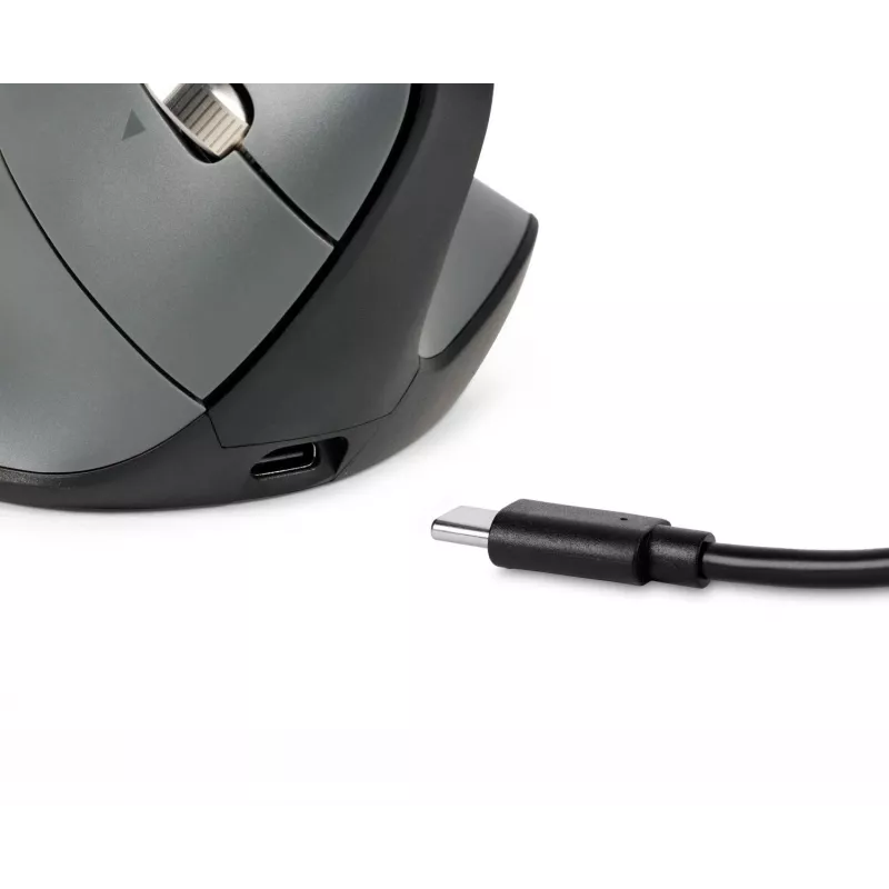 BakkerElkhuizen FastForward Pro muis, rechtshandig, verticaal ontwerp, optisch, RF draadloos + Bluetooth + USB Type-C, 5000 DPI, zwart, grijs