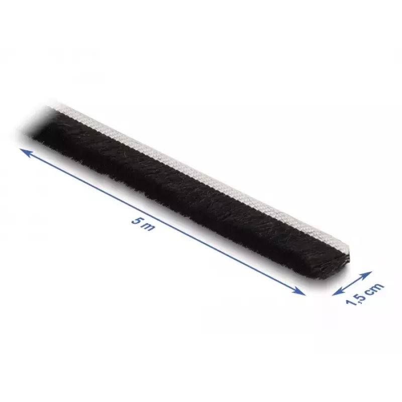DeLOCK borstelstrip zelfklevend 15 mm lengte 5 m zwart
