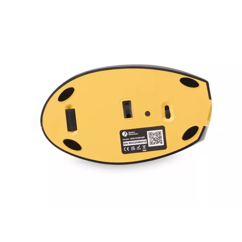 BakkerElkhuizen Handshake muis rechts, rechtshandig, verticaal design, optisch, RF draadloos + Bluetooth + USB Type-C, 6400 DPI, zwart, grijs