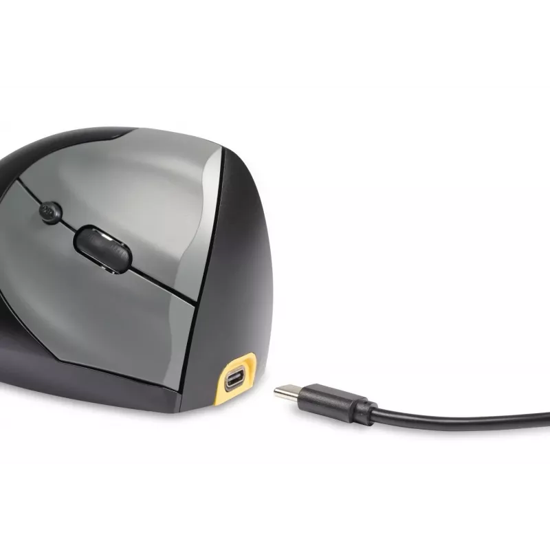 BakkerElkhuizen Handshake muis rechts, rechtshandig, verticaal design, optisch, RF draadloos + Bluetooth + USB Type-C, 6400 DPI, zwart, grijs