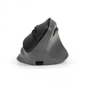 BakkerElkhuizen PRF Pro muis rechts, rechtshandig, verticaal design, optisch, RF draadloos + Bluetooth + USB Type-C, 2400 DPI, zwart, grijs