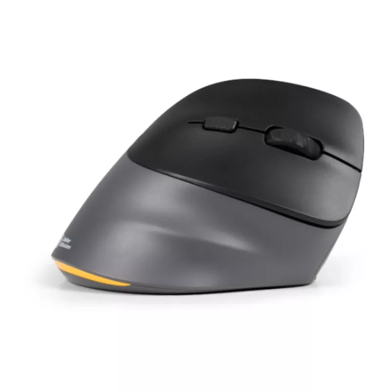 BakkerElkhuizen PRF Pro muis rechts, rechtshandig, verticaal design, optisch, RF draadloos + Bluetooth + USB Type-C, 2400 DPI, zwart, grijs