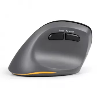 BakkerElkhuizen PRF Pro muis links, linkshandig, verticaal design, optisch, RF draadloos + Bluetooth + USB Type-C, 2400 DPI, zwart, grijs