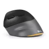 BakkerElkhuizen PRF Pro muis links, linkshandig, verticaal design, optisch, RF draadloos + Bluetooth + USB Type-C, 2400 DPI, zwart, grijs
