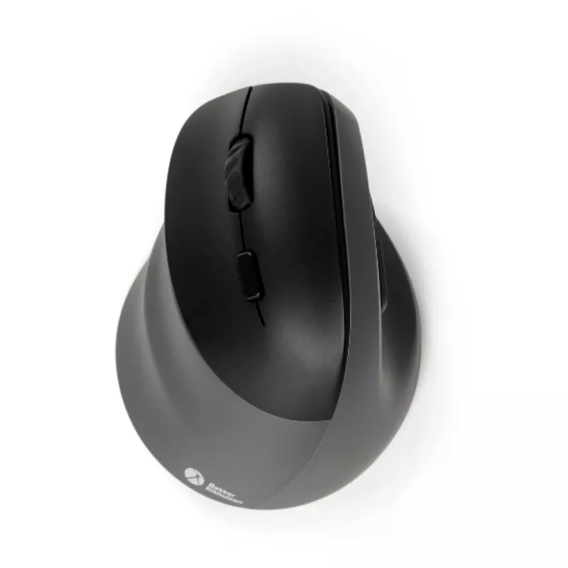 BakkerElkhuizen PRF Pro muis links, linkshandig, verticaal design, optisch, RF draadloos + Bluetooth + USB Type-C, 2400 DPI, zwart, grijs