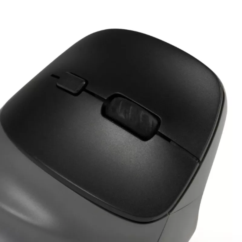 BakkerElkhuizen PRF Pro muis links, linkshandig, verticaal design, optisch, RF draadloos + Bluetooth + USB Type-C, 2400 DPI, zwart, grijs
