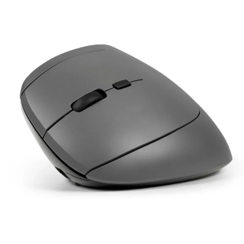 BakkerElkhuizen MidWay muis links, linkshandig, verticaal design, optisch, RF draadloos + Bluetooth + USB Type-C, 2400 DPI, grijs, zwart