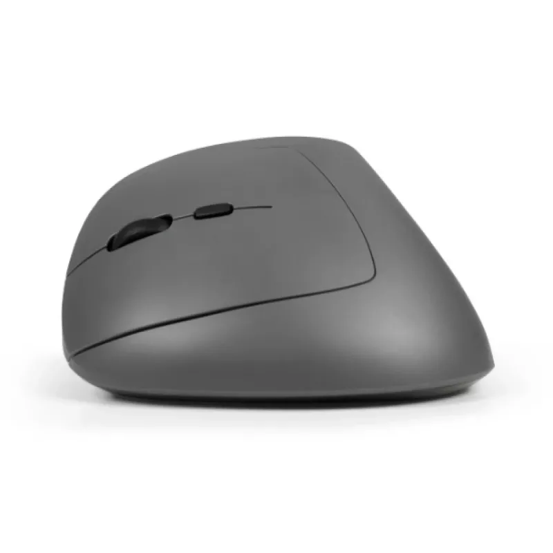 BakkerElkhuizen MidWay muis links, linkshandig, verticaal design, optisch, RF draadloos + Bluetooth + USB Type-C, 2400 DPI, grijs, zwart