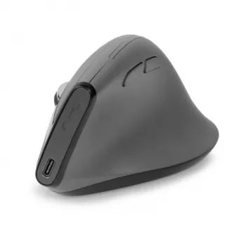 BakkerElkhuizen Grip Pro muis, voor rechtshandigen, verticaal design, optisch, RF draadloos, 2400 DPI, grijs, zwart, geel