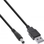 InLine USB-DC stroomadapterkabel, USB-A-stekker naar DC holle stekker 5,5x2,10mm, zwart, 1m