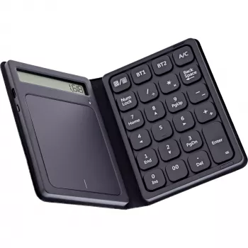 InLine 55379G Bluetooth-numeriek toetsenbord met touchpad en display, opvouwbaar, zwart